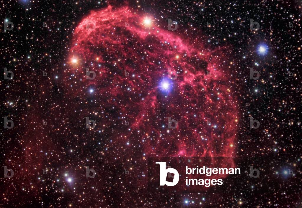 Nebula of the crescent NGC 6888 in the Swan - Nebula of the crescent NGC 6888 in the Swan - NGC 6888 the nebula of the Crescent. This nebula is a gas shell located in the constellation Swan. The bright star in the center of the nebula is the star WR 136, a star of Wolf - Rayet, massive, very hot