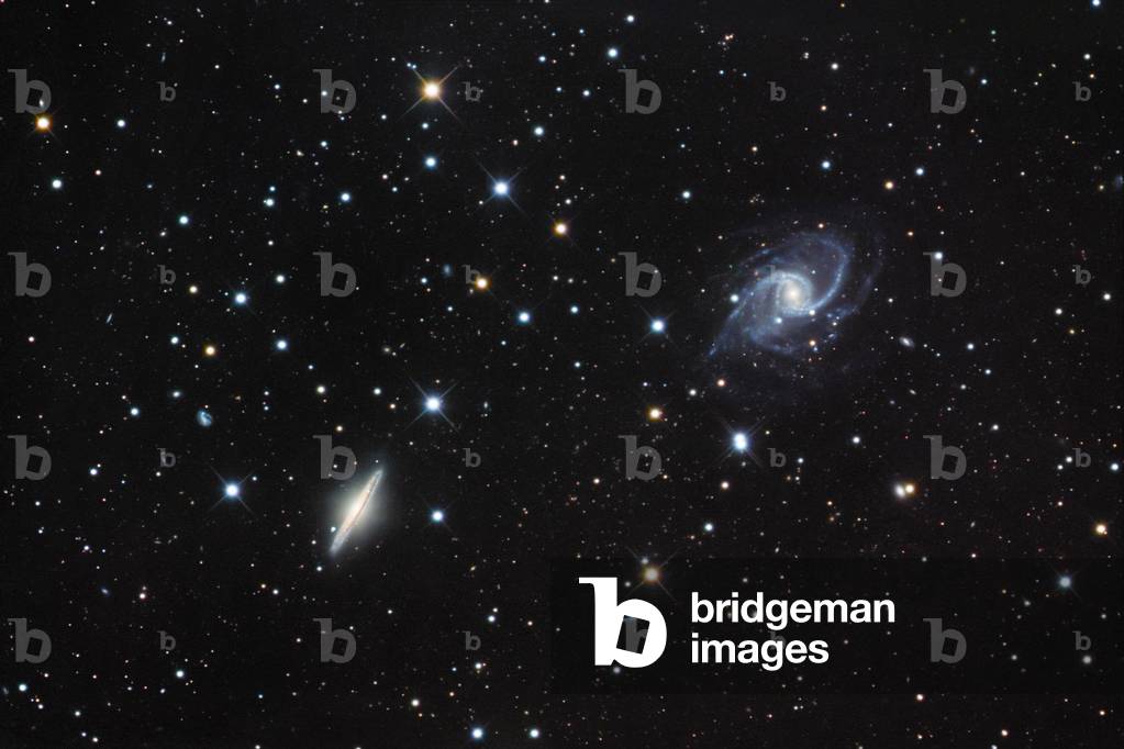 Spiral galaxies NGC 5905 and NGC 5908 in Dragon - Spiral galaxies NGC 5905 and 5908 in Draco - These galaxies are located approximately 140 million years ago - light in the constellation of Dragon. NGC 5905, on the right, is a barree spiral galaxy, NGC 5908, a spiral galaxy seen from the edge. These galaxies are about 140 million light years in the constellation Draco. Right is the NGC 5905 barred spiral galaxy, left the edge - on NGC 5908 spiral galaxy