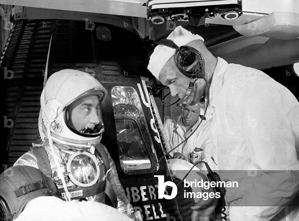 Image of Photography depicting Mercury - Redstone - 4: V. Grissom before riding in Liberty Bell 7 - Virgil Gri