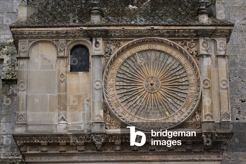Clock - Cathedrale de Chartres - Clock - Chartres - France - Exterior clock of the Cathedrale de Chartres, graduated in 24 hours. 24 hours clock - Chartres cathedral