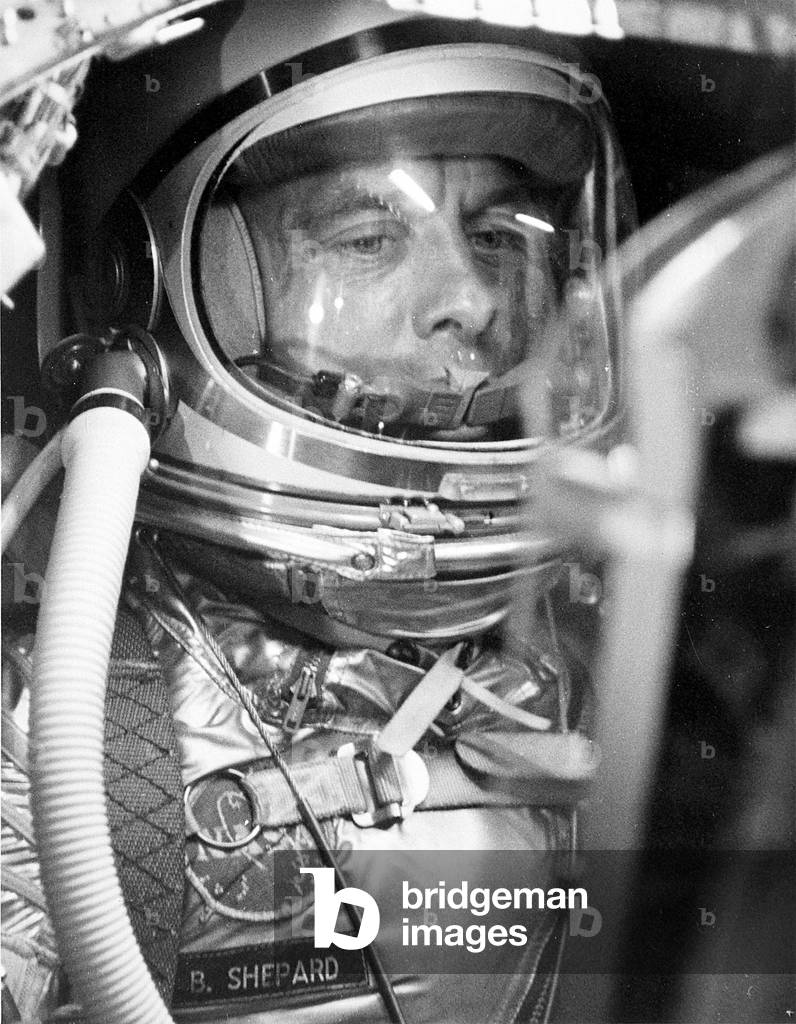 Mercury - Redstone - 3: A.Shepard has training - Alan Shepard suited up inside the Mercury capsule undergoing a flight simulation test. Apr 29 1961