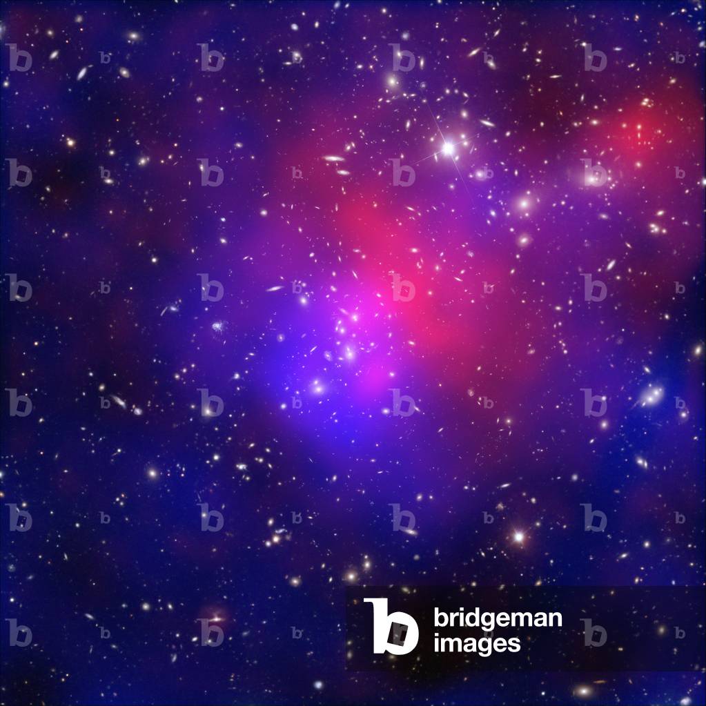 Galaxy clusters Abell 2744 - Black material - X - rays, dark matter and galaxies in cluster Abell 2744