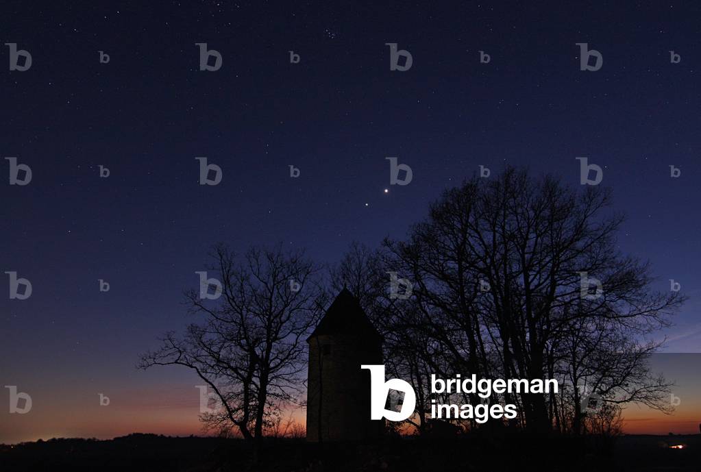 Jupiter - Venus - Venus and Jupiter - The planets Venus (the brightest) and Jupiter (left) seen on March 14, 2012. Brilliant Venus, and Jupiter (to the left of Venus) seen on March 14, 2012