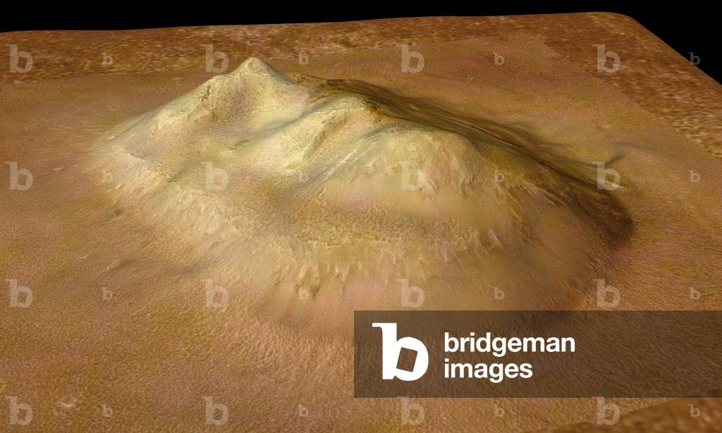 Mars: Martian face in the region of Cydonia - Perspective view of the massif obtained by the Mars Express probe on July 22, 2006
