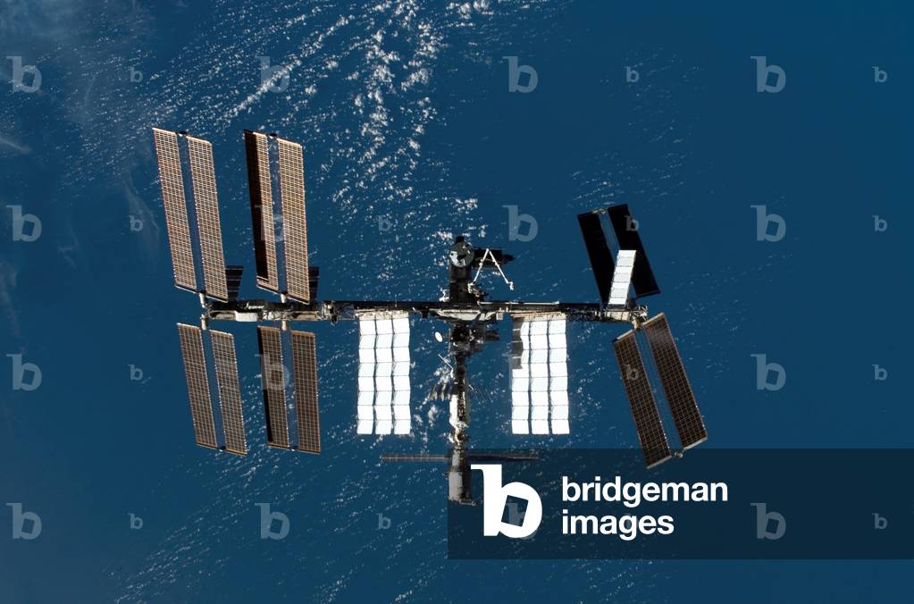 The International Space Station (ISS) 03/2008 - The International Space Station 03/2008 - View of the International Space Station after the start of the shuttle Endeavour on March 24, 2008. The first element (ELM - PS) of the Japanese Kibo laboratory and the new Canadian articule arm named Dextre were installed during this mission. Backdropped by a blue and white part of Earth, the International Space Station is seen from Space Shuttle Endeavour as the two spacecraft begin their relative separation. Earlier the STS - 123 and Expedition 16 crews concluded 12 days of cooperative work onboard the shuttle and station. Undocking of the two spacecraft occurred at 7:25 p.m. (CDT) on March 24, 2008