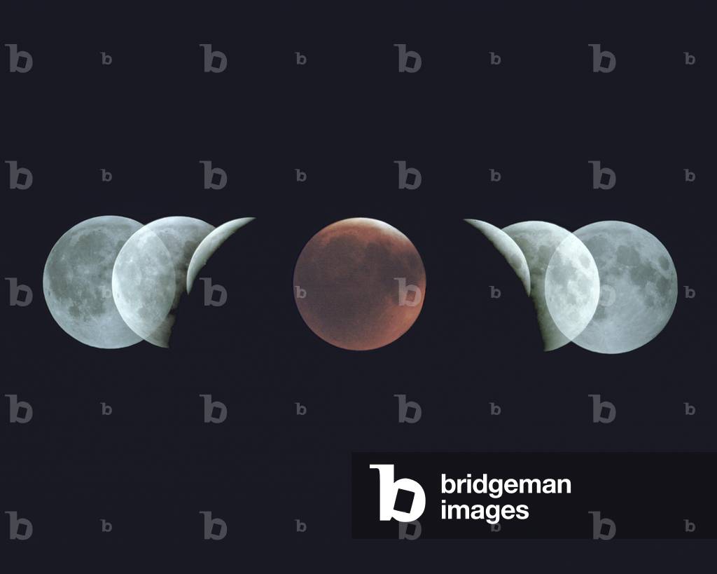 Total Eclipse of Moon 30 - 12 - 1982 - 7 - image multi - exposure of the lunar eclipse of 30 Dec, 1982