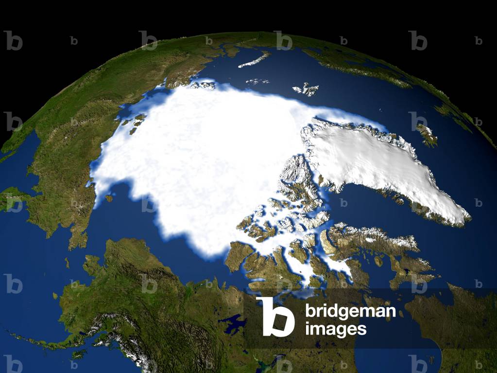 Earth: North pole by satellite - September 1979 - Ice coverage on Arctic regions September 21, 1979. Recompose