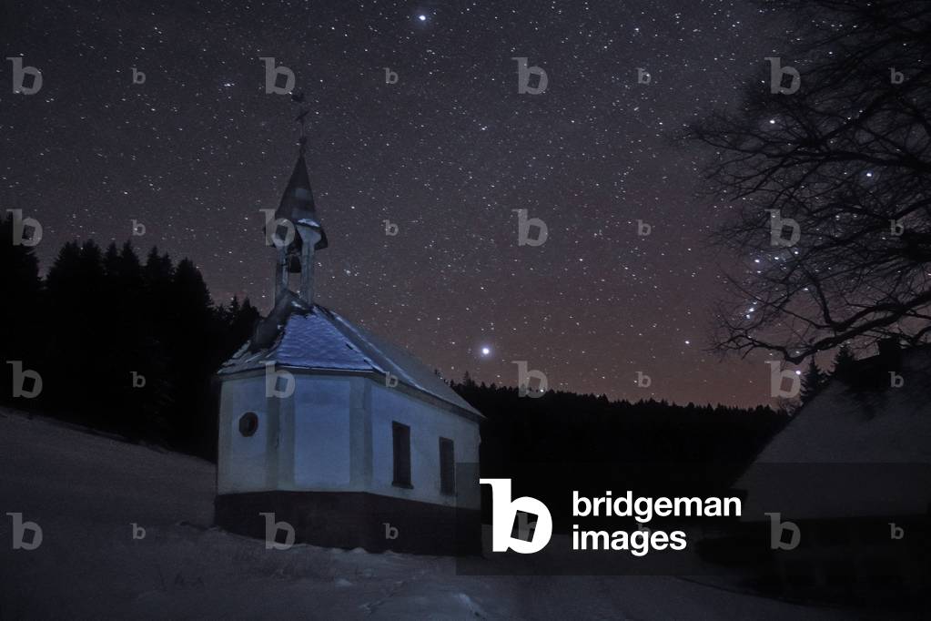 Winter Sky in Black Forest - Winter Sky in Black Forest - The star Sirius and the constellation Orion above a small chapel in Black Forest. The brightest star in the night sky, Sirius, is shining above a small chapel in Black Forest