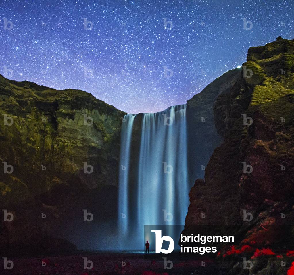 Skogafoss - Iceland: Skogafoss is a waterfall on the Skoga River in southern Iceland. The Skoga River flows from its cliffs and falls 62 metres, forming a fall about 20 metres wide. The fall is one of the most famous and visited in the country. March 2016. The Skogafoss is one of the biggest waterfalls in the country with a width of 15 meters (49 feet) and a drop of 60 m. March 2016