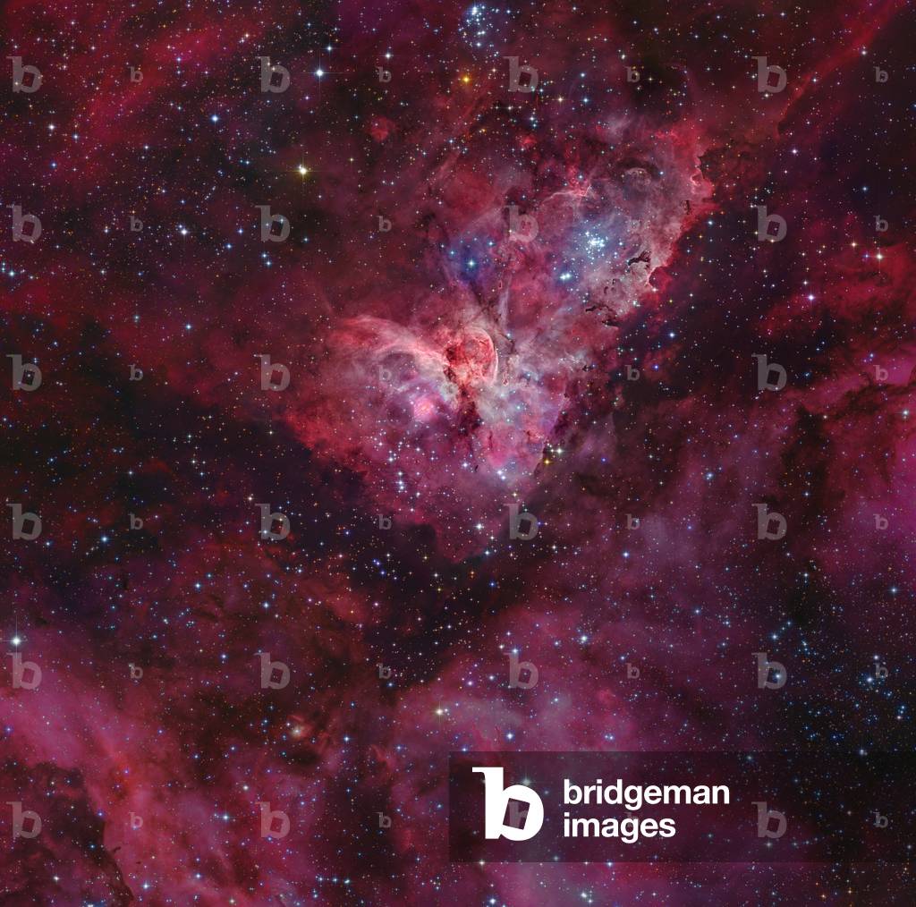 Nebula NGC 3372 in Carene - Nebula NGC 3372 in Carina: The nebula of Carene is located about 7000 light years from Earth. It is home to many hot stars, including the star Eta Carinae. Composite image made from multiple sources, including data from the space telescope Hubble - This image shows a giant star-forming region in the southern sky known as the Carina Nebula (NGC 3372). Composite image from multiple data sources (Hubble Space Telescope, ESO, amateur Data)