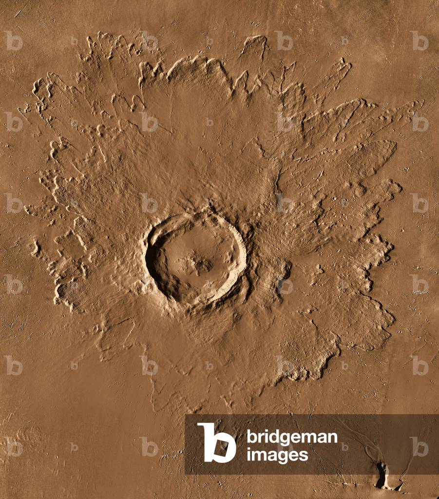 Mars: Tooting crater - View of the Tooting impact crater obtained by the Mars Odyssey probe. It is a “recent” impact crater (a few hundred thousand years) with a diameter of about 29 km