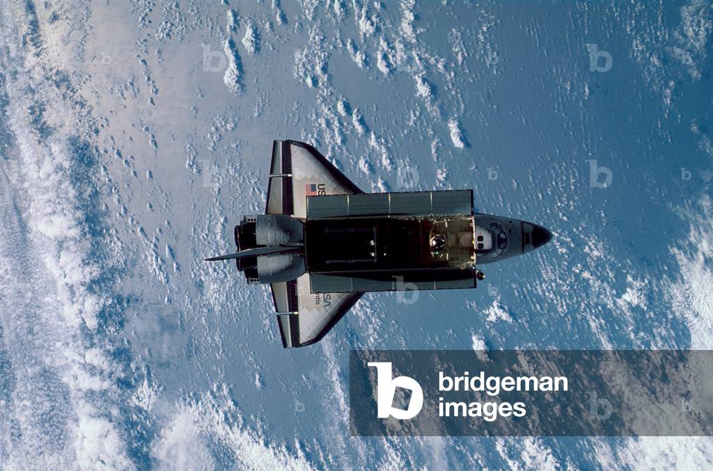 Shuttle Atlantis from Mir station 01/1997 - Atlantis seen from Mir station 01/1997 - Shuttle Atlantis seen from Mir station when leaving. January 1997. View of the STS - 81 orbiter Atlantis during its undocking with the Mir space station