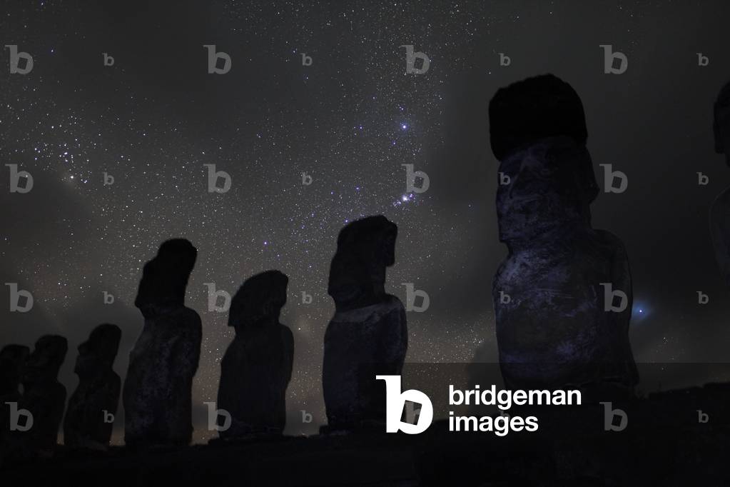 Easter Island Moais - Starry sky above Moai on Easter island - Star sky on Easter Island Moais. Ahu Tongariki. September 2009. Starry sky above Moais on Easter island. Ahu Tongariki. September 2009
