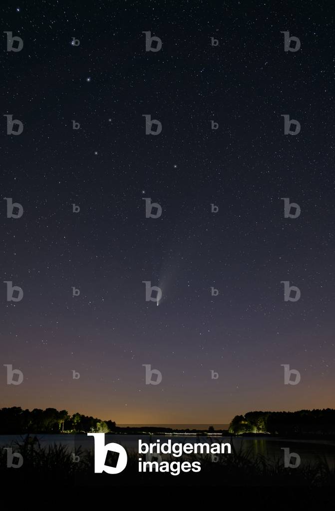 Comet Neowise (C/2020 F3) seen above lake of Rillé (37340), France, 20th of July 2020 (photo)