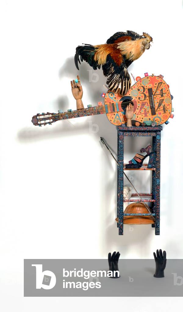 COCK A DOODLE, 2017 (tinted gesso on mixed media construction)