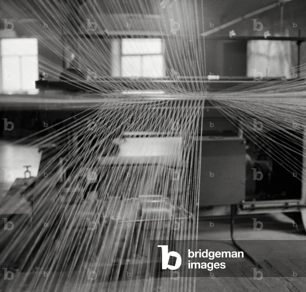 Cotton Spinning machine, Copley Mills, Stalybridge (b/w photo)