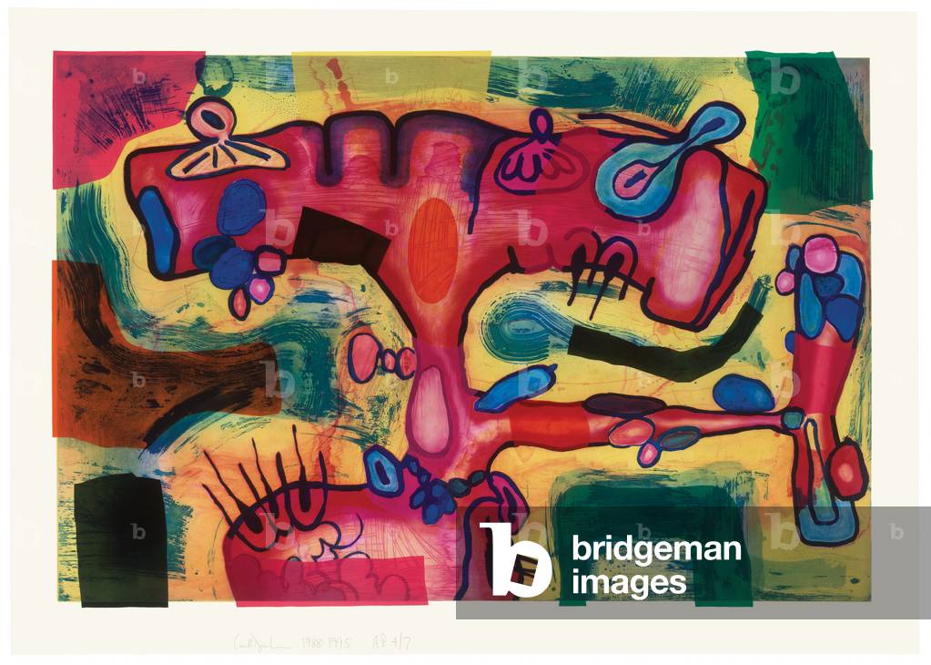 Another Dimension, 1988-95 (nine-colour intaglio with collage on Arches En-tout-cas paper)