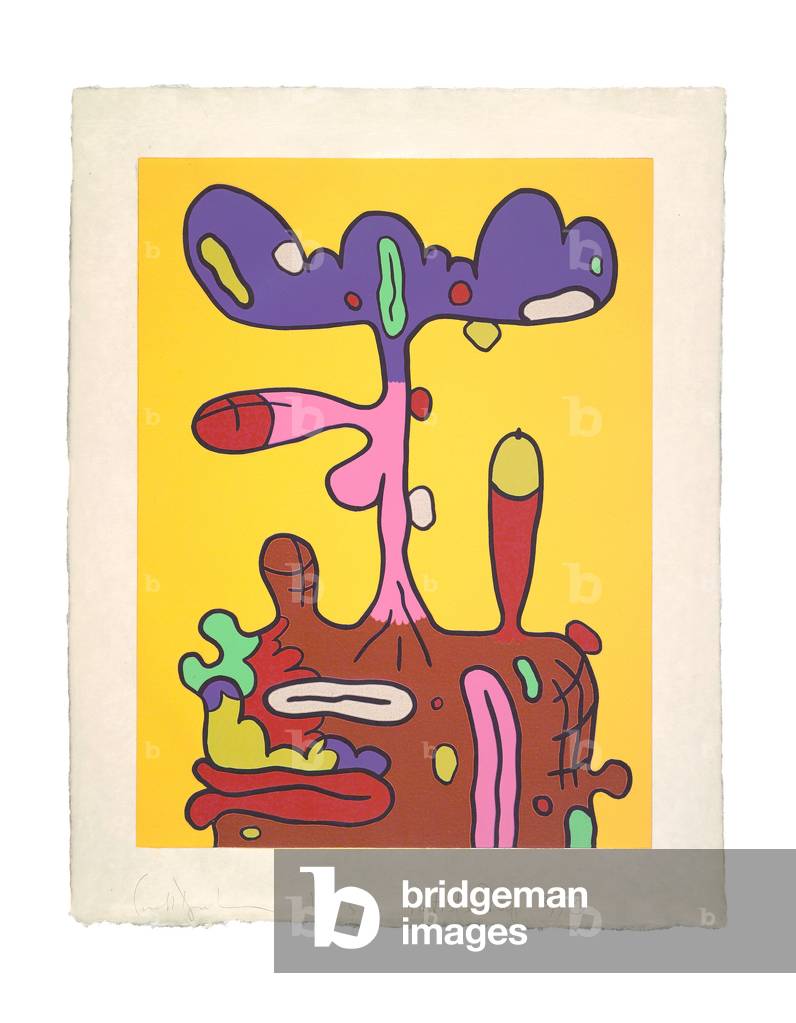 Nine Color Reduction Print, 1993 (reduction linoleum cut on kozo/gampi paper)