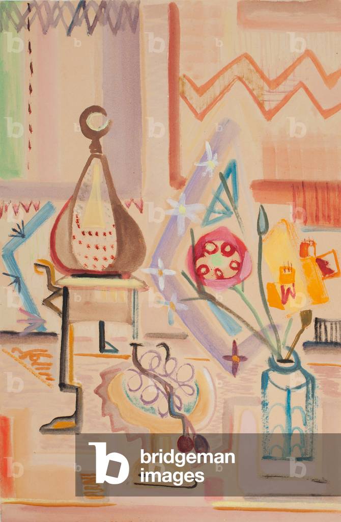 Untitled (Still Life - Flowers) (oil wash on wove paper)