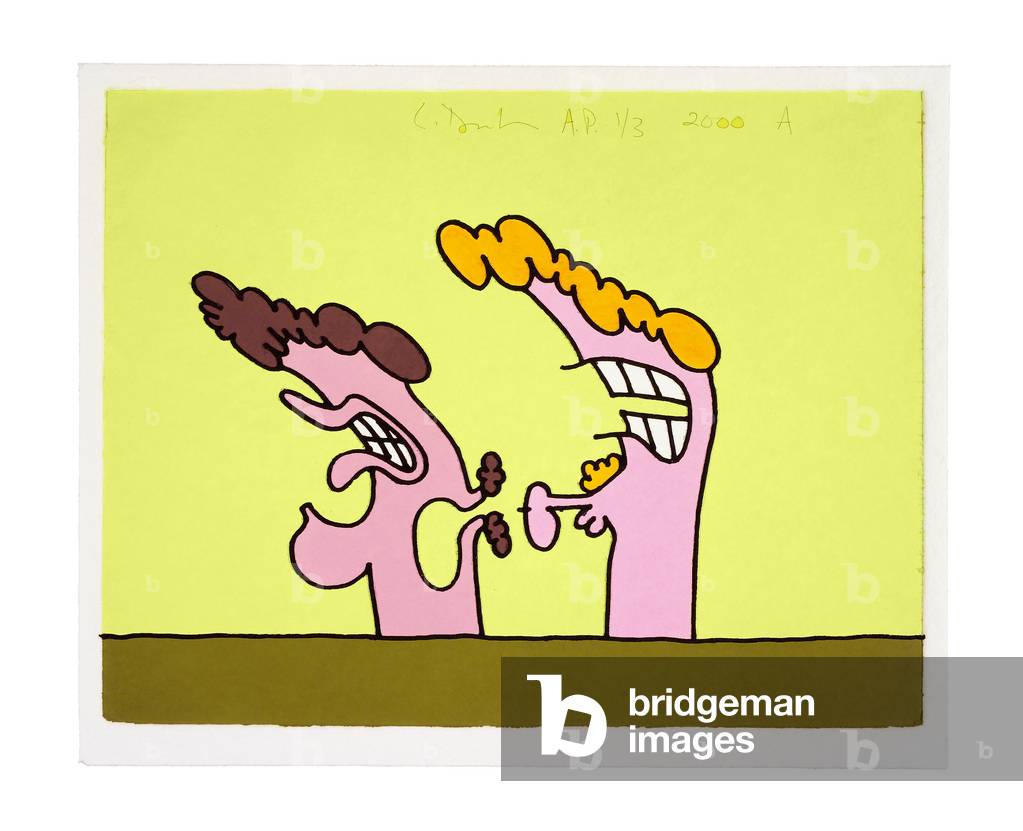 Deformed Characters A, 2000 (wood engraving with embossment on Twinrocker handmade paper)