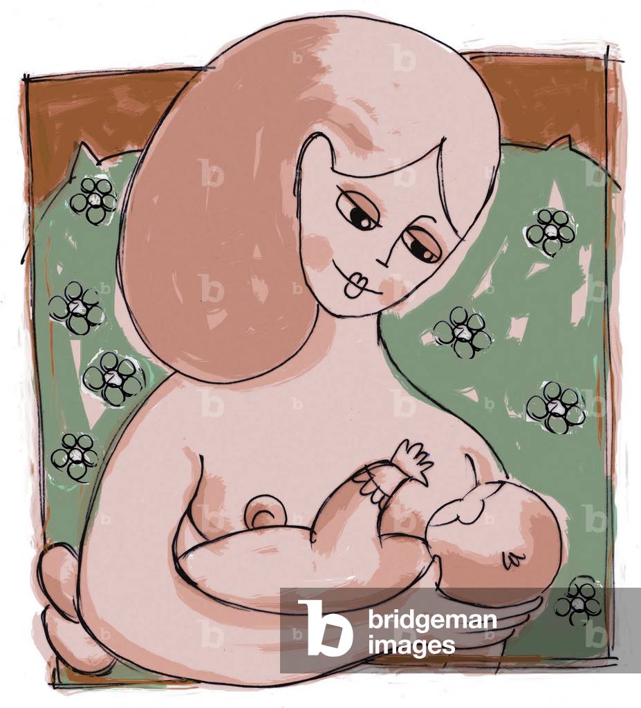 Una madre che allatta il suo bambino Illustrazione 2013