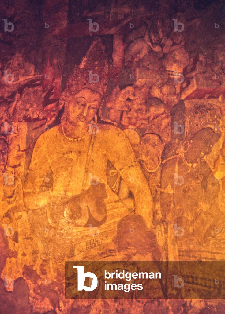 Ajanta Buddhist Cave, fresco, India, 1972 (photo)