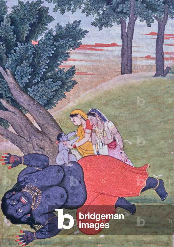 Krishna Legend, Miniature Painting, Indian School