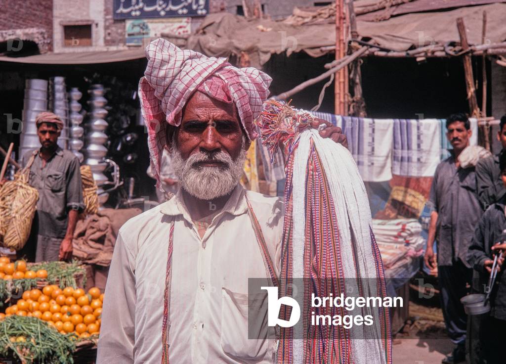 Street seller, market scene, Lahore, Pakistan, 1969 (photo)