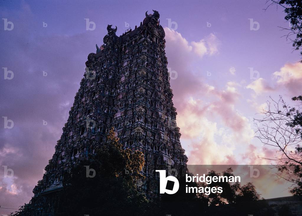 Meenakshi (Siva) Temple , Gopuram, Madurai, India, 1972 (photo)