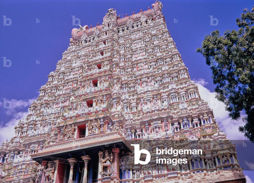 Meenakshi (Siva) Temple , Gopuram, Madurai, India, 1972 (photo)