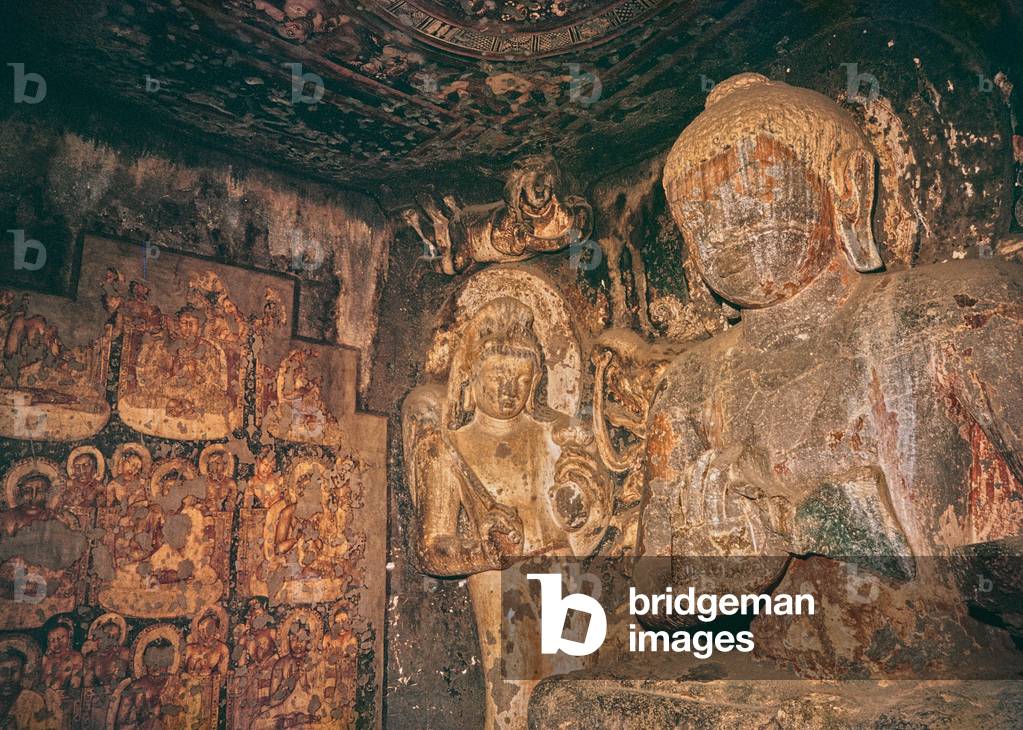 Ajanta Buddhist Cave, fresco, India, 1972 (photo)