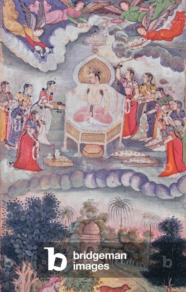 Vedic God Indra in the heavens, India (miniature)