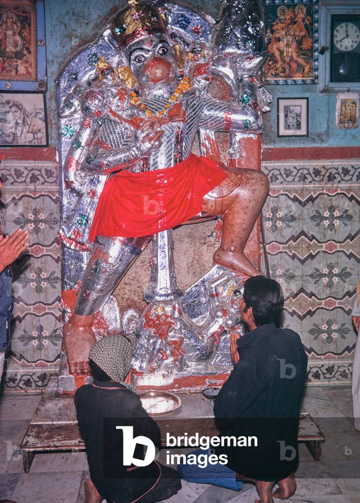 Worship of Hanuman, the Monkey God, Bikanir, Rajasthan, India, 1972 (photo)