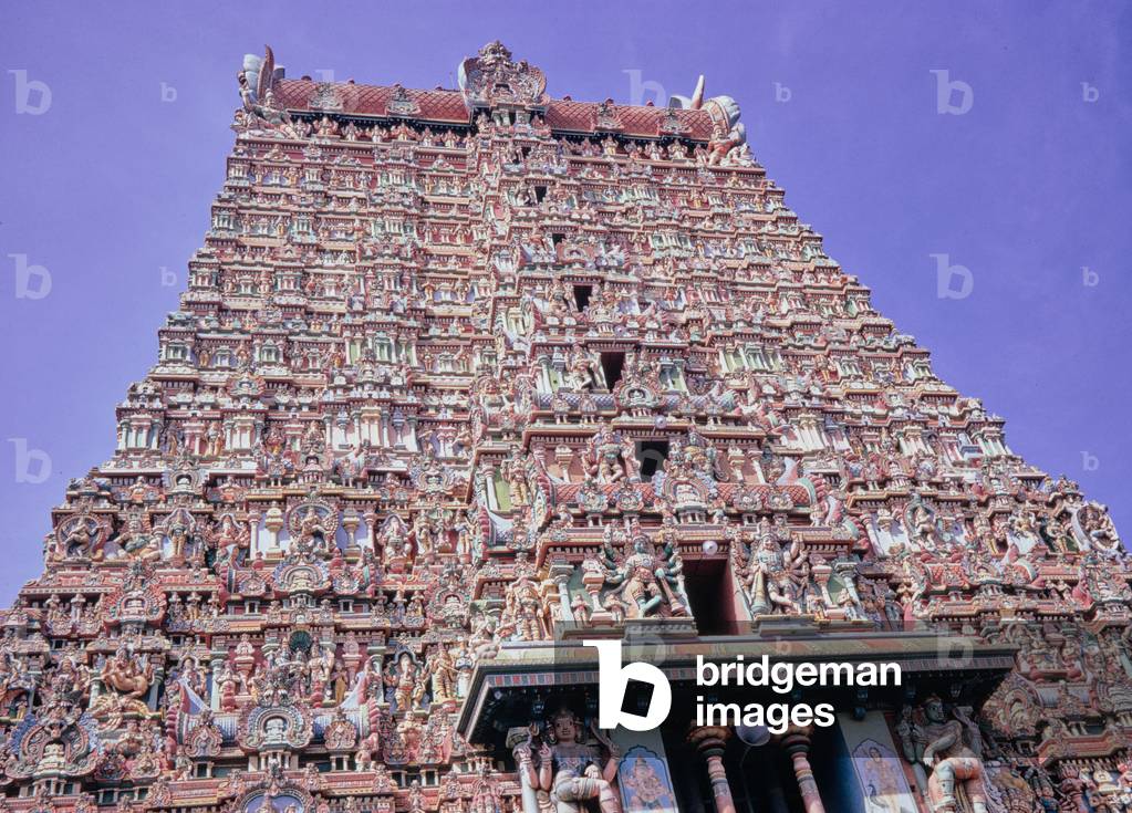 Meenakshi (Siva) Temple , Gopuram, Madurai, India, 1972 (photo)