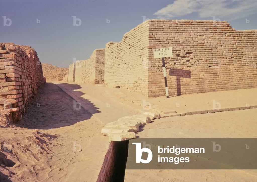 Mohenjo Daro, main street showing drainage, Indus Valley, Pakistan, 1969 (photo)