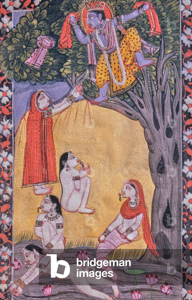 Krishna steals the sarees, India (miniature)