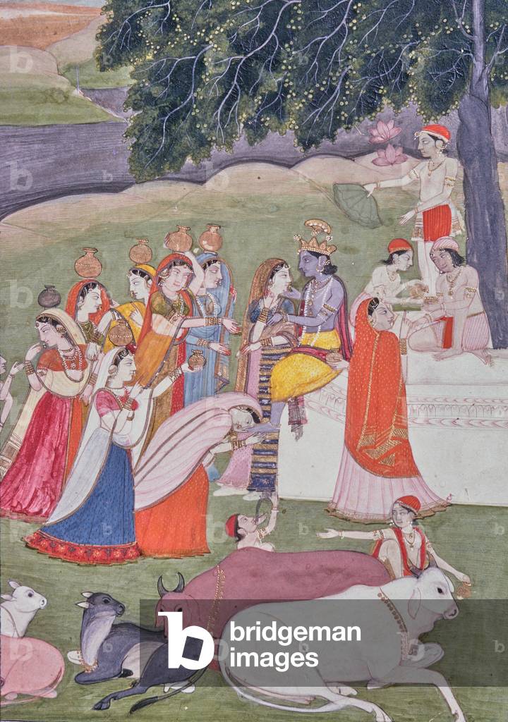 Krishna Legend, Miniature Painting, Indian School