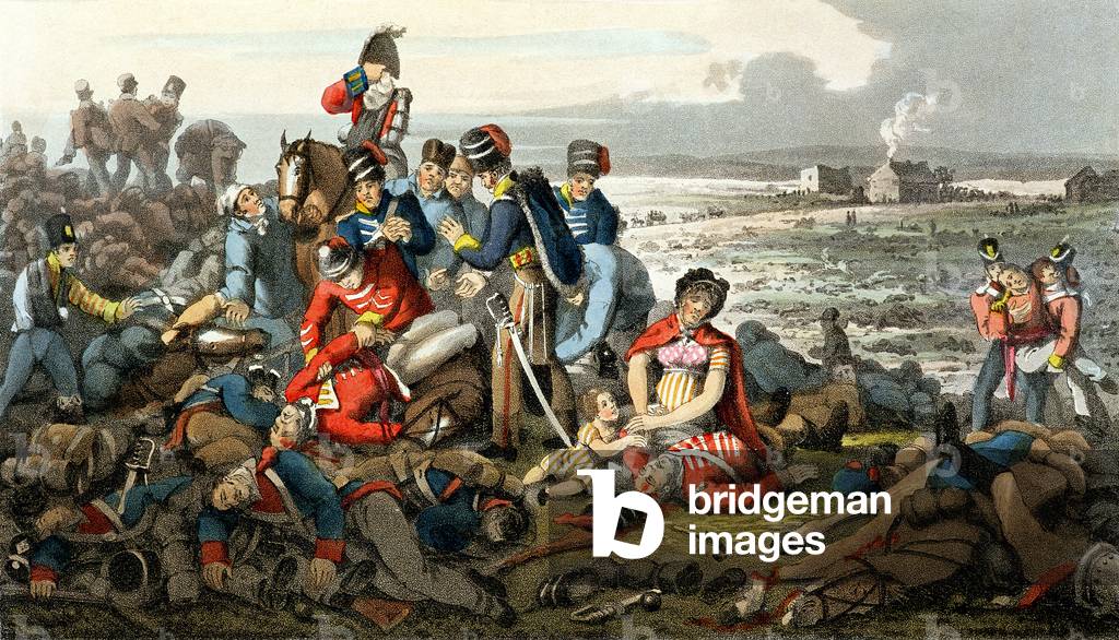 Waterloo, il giorno dopo, inciso da Matthew Dubourg (fl.1813-20), edito da Edward Ormes (1774-c.1820), 1816 (i