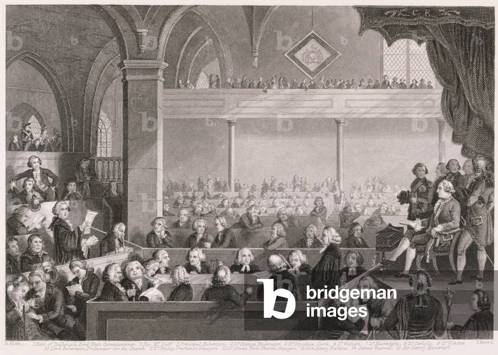 The General Assembly of the Church of Scotland as in 1783, engraved by T. Brown, from 'World Religion', published by A. Fullarton & Co. (engraving)