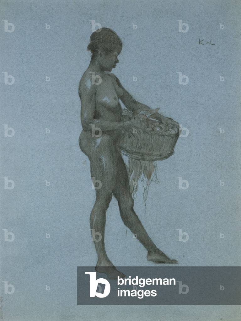 Negress Carrying a Basket of Vegetables (chacoal on paper)