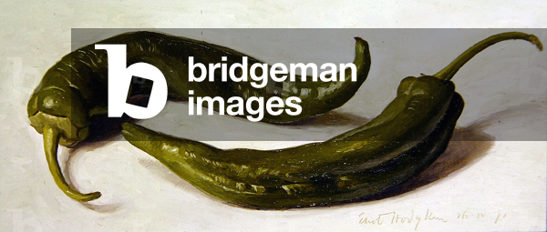 Two Green Chilli Peppers, 1972 (oil on canvas)