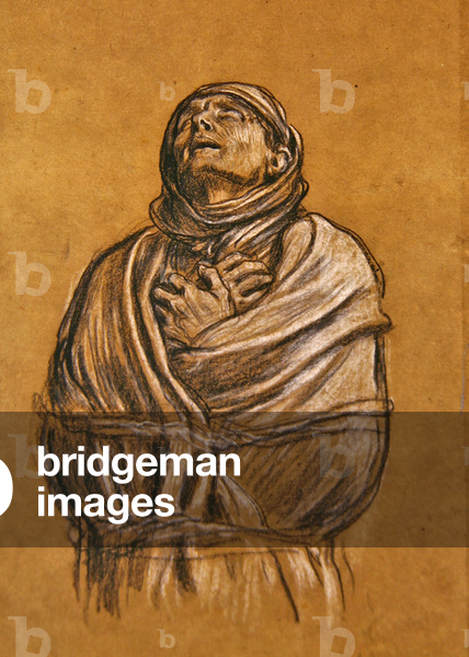 Image of Drawing depicting Study for 'The Sea Gave Up Its Dead' (white & black chalk on paper), 19th century b