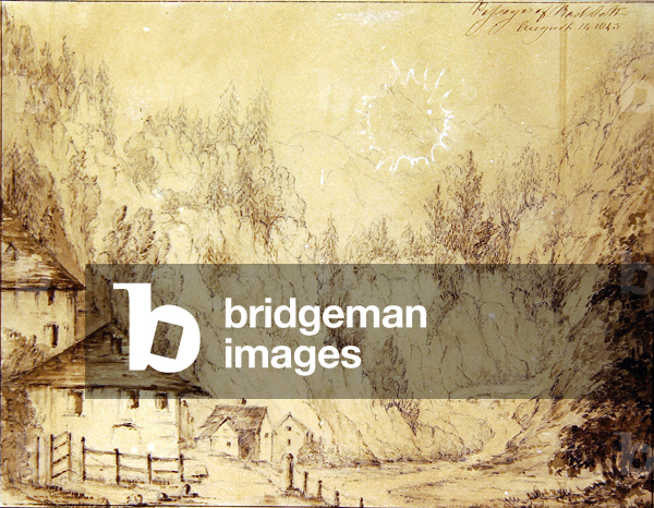 Radstatt, eine landschaft (stift und waschen auf papier)