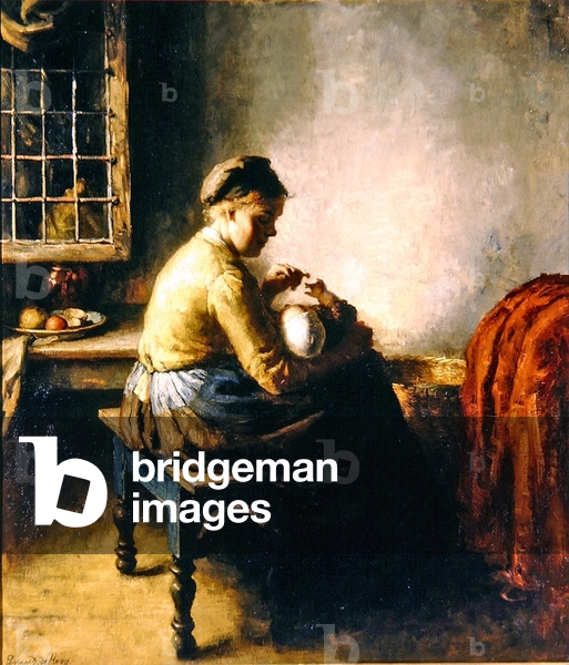 Mother nursing her baby (oil on canvas)