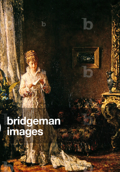 Lady in a Lace Dress (Good News), 1878 (oil on canvas)