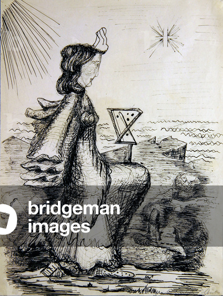 Woman by the Sea (ink on paper)