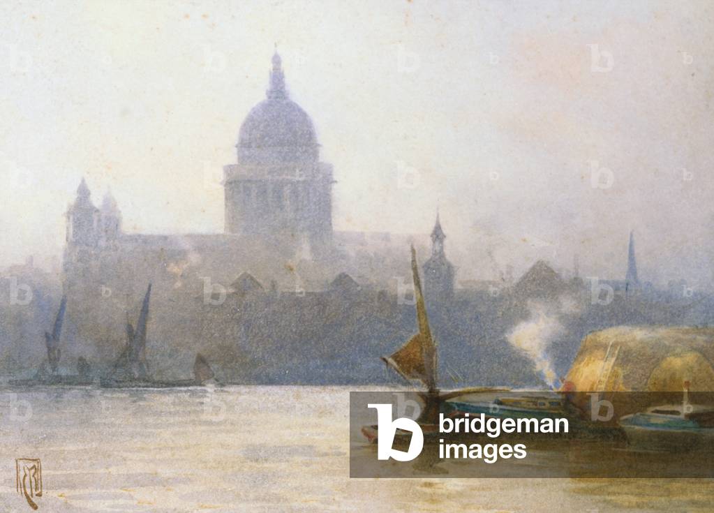 St. Paul's from the River Thames (w/c on paper)