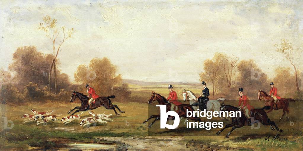 Hunting scene, c.1920 (oil on board)