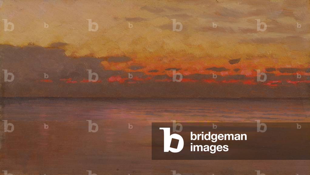 Image de Peinture représentant Coucher de soleil sur la mer (huile sur toile), 19th Siècle par William Bright 