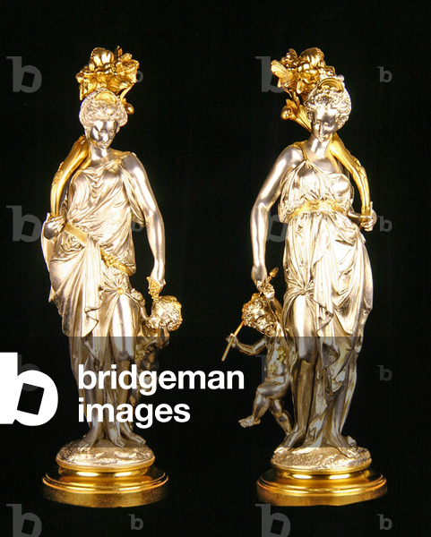 Ceres and Bacchus (bronze, silvered and parcel-gilt on turned parcel-gilt socles)